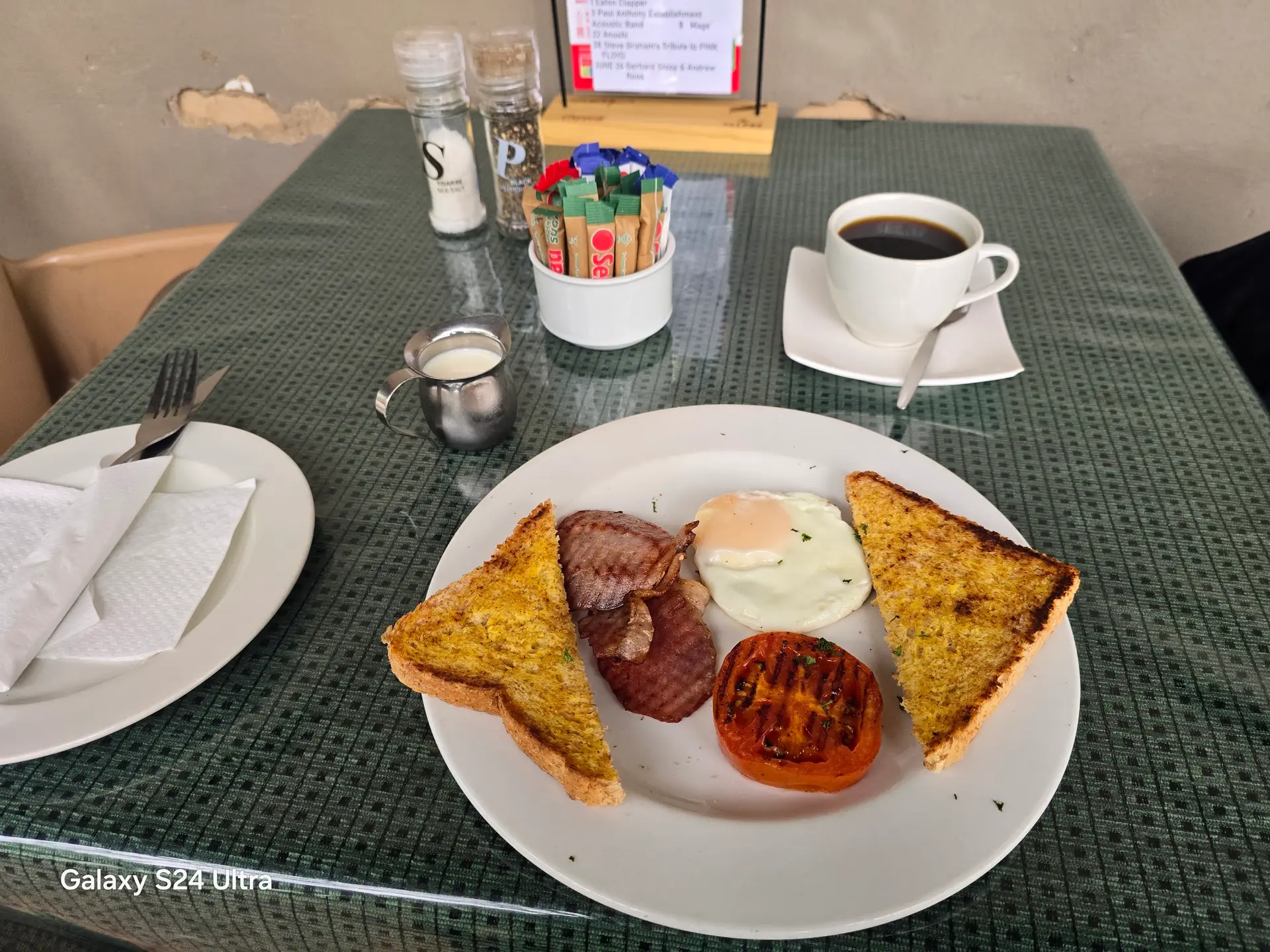 A full breakfast and a coffee